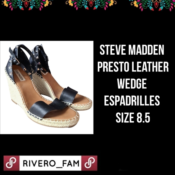 Steve Madden Shoes - STEVE MADDEN | PRESTO LEATHER | WEDGE ESPADRILLES | SIZE 8.5